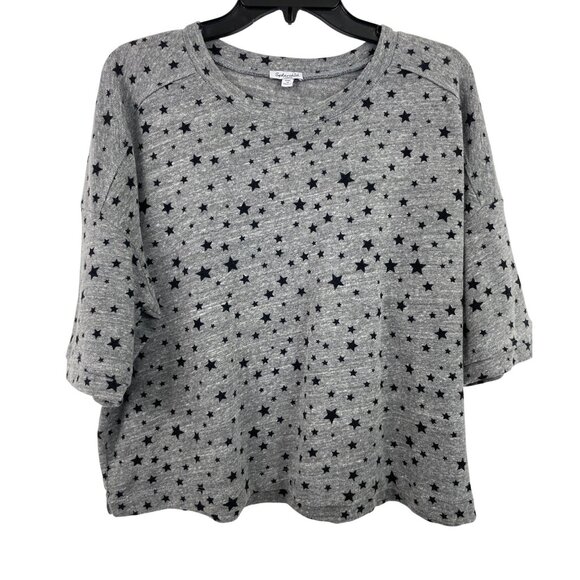 Splendid Tops - Splendid Star Print Gray/Black Cropped Knit Shirt Top Womens Size Large